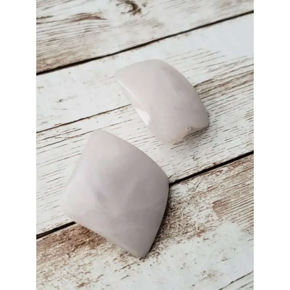 Vintage Clip On Earrings Large Statement Frosted Square